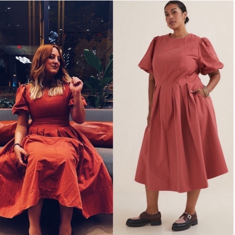 Anthropologie 16W Corset Sleeve Midi Dress with pockets